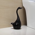 Miniatyrbilde 5 av 5: Toalettbørste sett i svaneform, toalettbørste design toalettbørsteholder og holder, for bad (svart)  [kk]