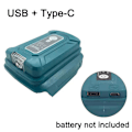 Pikkukuva 2 / 5: Virtalähde Makita-litiumioniakulle, nopea lataus, LED-valo ulkokäyttöön[D] Blue USB TYPE C