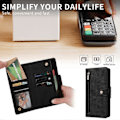 Miniatyrbilde 5 av 5: Etui for Samsung Galaxy A41 Magnetisk Lærveske med Glidelås Lommebok Kort Holder Kompatibel med Samsung Galaxy A41 Etui Black