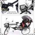 Miniatyrbilde 3 av 5: Trehjuling Modell Nostalgisk Retro Stil Utvidbar Kalesje Bevegelig Kjede Rickshaw Skrivebords Ornament Hjem Dekorasjon Gaver fra SENZHE