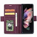Miniatyrbild 2 av 5: FORWENW Stötskyddande PU-läder Stativ Flip-telefonfodral för Samsung Galaxy Z Fold 4 Wine Red