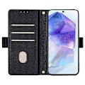 Miniatyrbilde 2 av 5: For Samsung Galaxy A26 5G Lær Lommebok Etui RFID Blokkerende Stativdeksel med Håndstropp - Grønn[D] Multicolor Black