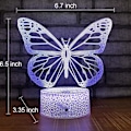 Miniatyrbild 5 av 5: Fjärilsnattlampa, födelsedagspresent till flickor 3D Illusion Lamp Barn Sänglampa med 16 färger Ändrar Fjärrkontroll Fjärilsleksaker Flickor Presenter