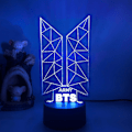 Miniatyrbillede 1 af 4: 3D LED Natlampe BTS Sanger Ungdomsliga 3D Illusion Lampe Fjernbetjening til Fans Soveværelse Dekoration --- Style B2Black Seat