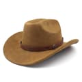 Unisex Bredskygget Western Cowboy Hat Ruskind Cattleman Stil til Mænd & Kvinder[D] Khaki