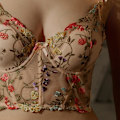 Miniatyrbild 4 av 5: Fransk Vår Blommig Broderi Underkläder Topp Romantisk Tunn Kupa med Vaddering Bralette Kvinnor Sexig Push Up Underkläder Söt Spets BH Beige[YJD] Beige M
