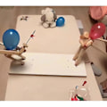 Miniatyrbild 3 av 5: Ballong Bambu Man Battle Game, 2024 Ny Handgjord Träfäktningspuppor, Trä Bambu Man Battle Game För 2 Spelare, Snabbt Tempo Ballong Battle Game,
