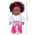 Miniatyrbillede 3 af 3: Sort Sort Baby Sød Krøllet Sort 35CM Vinyl Baby Legetøj Børnelegetøj Dukker