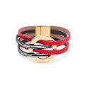 Miniatyrbillede 1 af 3: Læderarmbånd til kvinder 2022 Mode Armbånd & Armringe Elegant Multilayer Bredt Wrap Armbånd Kvindelige Smykker Gave Red + black