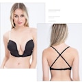 Miniatyrbillede 3 af 5: Dames Push-Up Bh med Dyb U-Udsnit, Multiway, Sømløs, Lav Udsnit black D cup