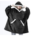 Miniatyrbillede 2 af 2: Oversized Hoodie-tæppe - Bærbar Lammeuld Lazy Tæppe - Julegave black