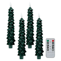 Miniatyrbilde 1 av 5: 4 stk. Flammeløse Lys LED Julertetformede Lys med 3D Flammeveke Batteridrevne Lys med Fjernkontroll Timer for Hjemmedekor Qinghai Green