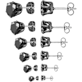 Miniatyrbillede 1 af 3: 6 Par Stud Øreringe Sæt, Klar Cubic Zirconia 316l Rustfrit Stål Øreringe Til Kvinder Til Mænd 3-8mmc Sort Guld