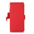 Miniatyrbilde 2 av 5: Sidemagnetisk Tj Ekte Lær RFID Mobiltelefonveske for Samsung Galaxy S24 Red