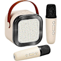 Pikkukuva 1 / 4: Mini Karaoke-laite lapsille ja aikuisille, Kannettava Bluetooth Mini Karaoke-mikrofoni laulava kaiutin 2 mikrofonilla ja valolla, Lahjat lelut kaikille älypuhelimille