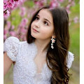 Miniatyrbillede 3 af 4: Pink Flower Dangle Øreringe til Kvinder Søde Perle Blad Sakura Blad Øreringe Fe Statement Sommer Forfriskende Seaside Idylliske Ferie Øreringe