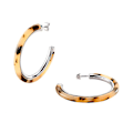 Miniatyrbilde 1 av 2: Klassiske C-formede øredobber Retro Leopard Runde Hoop Øredobber Smykker For Dating Light leopard print silver earrings