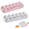 Äggförvaringslådor, 2-pack; kylskåpsäggställ, 12-pack; för förvaring av ägg (rosa, grå).