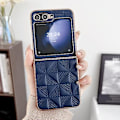 Miniatyrbild 1 av 5: Pläterad Rutig PU All-inclusive Stötskyddande Mobiltelefonskal för Samsung Galaxy Z Flip5 5g Blue