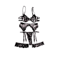 Pikkukuva 5 / 5: Napakka Naisten Seksikäs Alusvaatesetti Rintaliivit Push Up Rintaliivit Garter Set Alusvaatteet Rintaliivit Panty Set Vaaleanpunainen XL XL Black