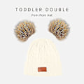 Miniatyrbild 3 av 5: Toddler-hatt i vinterfärg med dubbla pompom-stickade mössor och halsduk i samma färg style 2