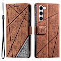 Pikkukuva 1 / 5: Samsung Galaxy S23 -kotelo, painetut viivat, nahkainen suojus lompakkotelineellä Brown