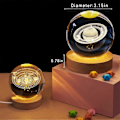 Miniatyrbillede 4 af 5: 3D Saturn Planet Krystalbold Natlampe, Rumkugel Galaxy Krystalbold Med Træbase, System Krystalbold Med LED-lysbun