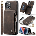 Miniatyrbild 1 av 5: Caseme C20 Multifunktionellt RFID Läder Mobilskal för Iphone 15 Brown 15 Pro
