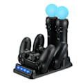 Miniatyrbillede 1 af 5: 4-i-1 USB-opladningsdock med LED-lys Dobbelt oplader Dockstation til Playstation til PS4 Move til PS4 VR-controllere Holder A
