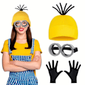 Pikkukuva 2 / 5: 3-osainen aikuisten Halloween-asuvarusteet, suojalasit/keltainen hattu/hanskat Cosplay-juhlasetti miehille ja naisille