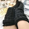 Miniatyrbillede 4 af 4: Mohair Kabelstrikket Strømper Kvinder Vinter Leggings Varme Grå Pink Over Knæ Sokker Damer Hjem Tykke Strømper 2023 Ny red