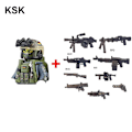 Miniatyrbild 1 av 5: Militära byggklossar Soldatfigurer Gåvor Leksaker Vapen Gevär Special Force SWAT Arm Väst Hjälm Explosionssäkra kläder MOC   Fingerfärdighetsspel KSK--1PCS
