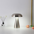 Miniatyrbild 3 av 5: Led svamp knopp bordslampa uppladdningsbar touch trefärgsbelysning för café bar restaurang vardagsrum sovrum studier dekoration-1st Silver