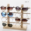 Miniatyrbillede 1 af 3: Mimigo 1 stk Træ Solbrille Display Stativ Hylde Træ Holdbar Briller Vis Stativ Holder 8