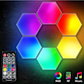 Miniatyrbillede 1 af 4: 6 stk. LED Hexagon Vægskinne, Smart Modulær Honningkage Lys Med App Fjernbetjening Og Musiksynkronisering