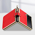 Miniatyrbild 5 av 5: Elektropläterat Präglat Läder Mobilskal med Ring för Samsung Galaxy Z Flip4 Gold