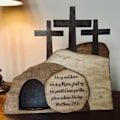 Miniatyrbild 3 av 5: Inomhus påsk skylt kreativ form delikat 3D visuell effekt handgjord inomhus påsk kors grav skrivbordsträ dekoration B