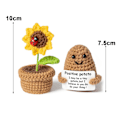 Miniatyrbild 4 av 4: 2 st/set virkade krukväxt solros prydnad känslomässigt stöd positiv potatis stickning positivt liv grönsaksdocka stressavlastning tröstande leksak