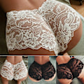 Miniatyrbilde 4 av 5: Sexy Dameundertøy Blonder Hult Ut Truser Boksere Valentinsdag Hvit 3XL Black