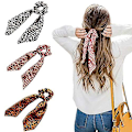 Pikkukuva 2 / 5: 3 kpl Silk Scrunchies Leopard Joustavat Hiusharjat Scrunchie