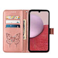 Miniatyrbillede 4 af 5: Mobiltelefonetui til Samsung Galaxy A25 5g / A24 med præget sommerfugl i læder Rose Gold