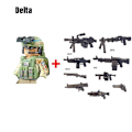 Miniatyrbild 1 av 5: Militära byggklossar Soldatfigurer Gåvor Leksaker Vapen Gevär Special Force SWAT Arméväst Hjälm Explosionssäkra kläder MOC   Fingerfärdighetsspel Delta--1PCS