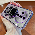 Miniatyrbild 1 av 5: Anti-Scratch-telefonfodral med astronautstativ för Oppo Find X7 Pro, PC+TPU-fodral med galvaniserad design Purple