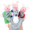 4-pack Tre Små Grisar och Vargen Fingerdockor Sagoleksak Barn Baby Utbildningsleksaker