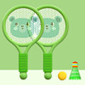 Miniatyrbild 5 av 5: Gröna björn barn badminton racket set - Lätt leksaksracket för pojkar och flickor, inomhus och utomhus kul (3-7 år)
