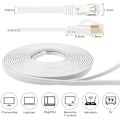 Pikkukuva 4 / 5: 10m Litteä Ethernet-kaapeli, Cat7 Verkkokaapeli Päällystetyllä Rj45:llä, Yhteensopiva Cat6/cat5:n kanssa, Kuitu Ethernet-kaapeli, Reitittimelle, Kytkimelle Modeemille (valkoinen)