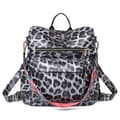 Retro Ryggsäck för Kvinnor med Stor Kapacitet Leopard Gray