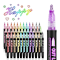 Pikkukuva 1 / 5: Kaksoisviivaiset ääriviivamerkit, 36 väriä Super Squiggles Shimmer Outline Marker Pen Set, Itse ääriviiva