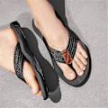 Miniatyrbillede 4 af 5: Mænds Strand-Sandaler, Hurtigtørrende Flip-Flop Slides, Vådt Greb Sål, Blød Komfortpasform & Buestøtte black 41
