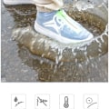 Miniatyrbillede 3 af 5: Vandtætte sko-overtræk med lynlås Transparent (green zipper version) L (size 39-42)